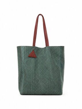 🛍 Sorial New York Rubina Leather Tote Bag in Seafoam Snake Embossed